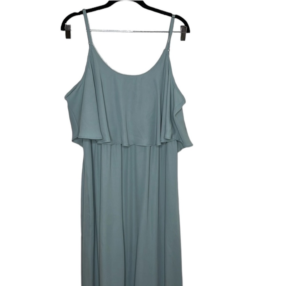 Show Me Your MuMu Caitlin Ruffle Maxi Sage Blue Chiffon Dress Size X-Large
